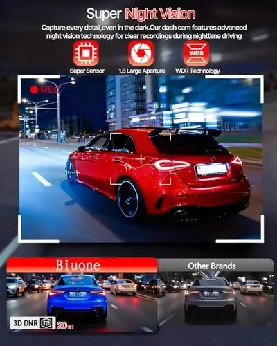 Dash Cam Front and Rear, 4K Full HD Dual Dash Camera for Cars W/ 64GB Card Included, Built-in 5G WiFi & GPS, Car Camera Dashcams for Cars with Night Vision, Parking Monitor, WDR, Emergency Lock - 4