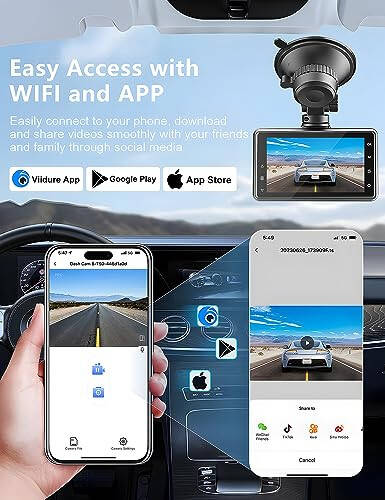 Dash Cam Front and Rear Camera, Otovoda 3Inch Screen WiFi Dash cam, 2.5K+1080P Dash Camera for Cars, Dashboard Camera with Free 64GB SD Card, Type-C Port, Parking Monitor, Super Night Vision - 4