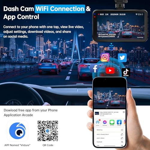 Dash Cam Front and Rear, Dash Camera for Cars WiFi/APP Control Dual Dashcam W/ 64GB Card, 2.5K Dash Cam Front+1080P Rear Car Camera W/Super Night Vision, Loop Recording, G-Sensor, Max Support 256GB - 6