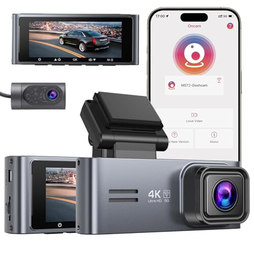 Dash Cam Front and Rear - Sarmert 2024 Upgraded 4K/1080P Dash Camera for Cars, 3.18'' Screen Dual Dash Cam with 5G WiFi 2160P Night Vision 24H Parking Mode 170°Wide G-Sensor Loop Recording USB C Port - 1