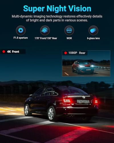 Dash Cam Front and Rear - Sarmert 2024 Upgraded 4K/1080P Dash Camera for Cars, 3.18'' Screen Dual Dash Cam with 5G WiFi 2160P Night Vision 24H Parking Mode 170°Wide G-Sensor Loop Recording USB C Port - 3