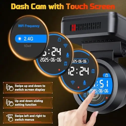 Dash Cam Front for Cars with Built-in WiFi & APP Control, 4K Dash Camera with Free 32GB Card, 1.2
