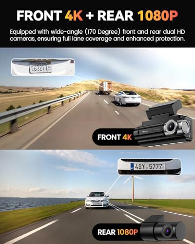 Dash Cam Front Rear 4K Built-in GPS 5GHz WiFi, 3.39