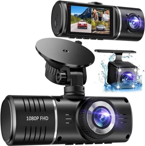 SUVCON Dash Cam, 3 Channel Dash Cam, 1080P Dash Cam Front and Inside, Triple Dash Cam, Dash Camera with 32GB Card, HDR, G-Sensor, 24Hr Parking, Front Rear Dash Cam Loop Recording - 1