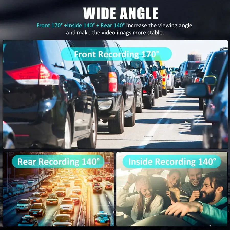 Dash-камера Elegant Choise для передней и задней части автомобиля, 3 объектива, 4K, Wi-Fi - 5