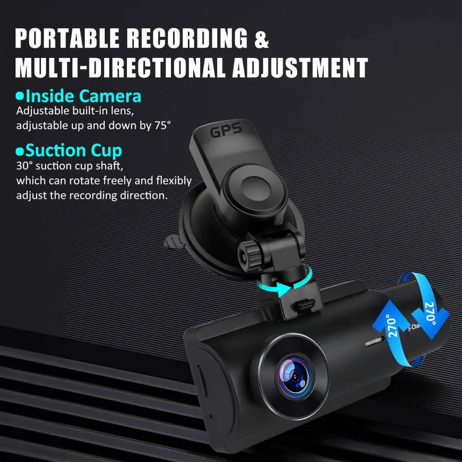 Dash-камера Elegant Choise для передней и задней части автомобиля, 3 объектива, 4K, Wi-Fi - 7