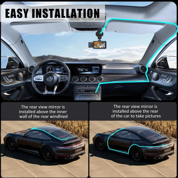 Dash-камера Elegant Choise для передней и задней части автомобиля, 3 объектива, 4K, Wi-Fi - 11