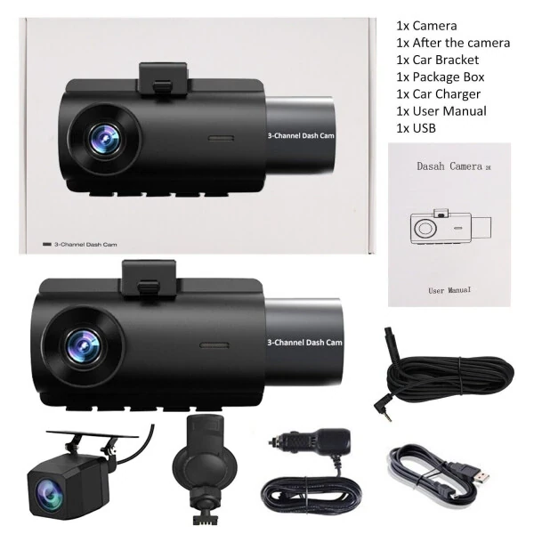 Dash-камера Elegant Choise для передней и задней части автомобиля, 3 объектива, 4K, Wi-Fi - 12