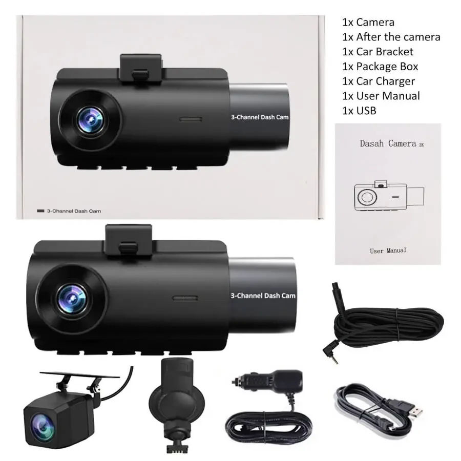 Dash-камера Elegant Choise для передней и задней части автомобиля, 3 объектива, 4K, Wi-Fi - 12