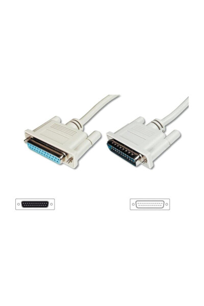 Data Transfer Extension Cable, D-sub 25 Male - D-sub 25 Female, 2 Meter, Cu, Awg28, Single Layer Shielded - 1