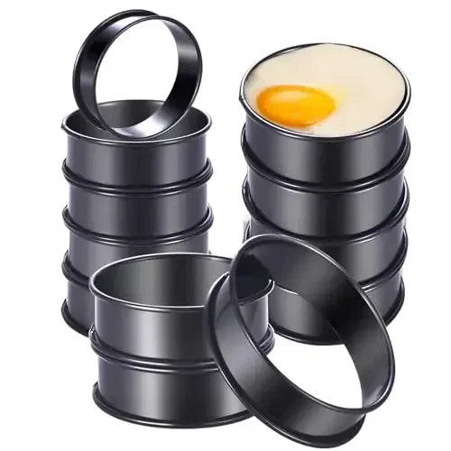 DATANYA 12Packs Crumpet Rings NONSTICK English Muffin Rings 3.15 Inch Stainless Steel Double Rolled Tart Ring Upgraded Round Metal Baking Cooking Pastry Ring Molds for muffins, pancakes - 1