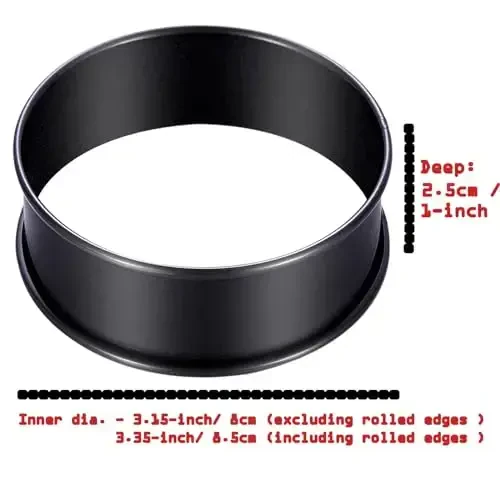 DATANYA 12Packs Crumpet Rings NONSTICK English Muffin Rings 3.15 Inch Stainless Steel Double Rolled Tart Ring Upgraded Round Metal Baking Cooking Pastry Ring Molds for muffins, pancakes - 2