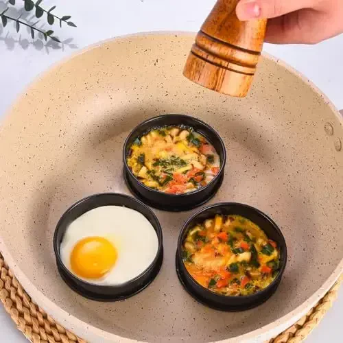 DATANYA 12Packs Crumpet Rings NONSTICK English Muffin Rings 3.15 Inch Stainless Steel Double Rolled Tart Ring Upgraded Round Metal Baking Cooking Pastry Ring Molds for muffins, pancakes - 4