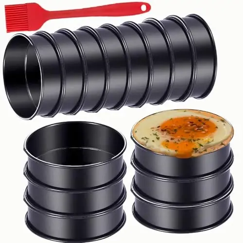 DATANYA 12Packs Crumpet Rings NONSTICK English Muffin Ring 4 Inch - Stainless Steel Double Rolled Tart Rings Round Metal Cookie Pastry Ring Molds for Baking Cooking - 1