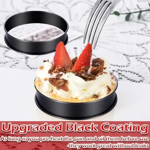 DATANYA 12Packs Crumpet Rings NONSTICK English Muffin Ring 4 Inch - Stainless Steel Double Rolled Tart Rings Round Metal Cookie Pastry Ring Molds for Baking Cooking - 4