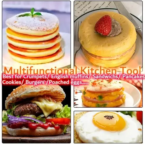 DATANYA 12Packs Crumpet Rings NONSTICK English Muffin Ring 4 Inch - Stainless Steel Double Rolled Tart Rings Round Metal Cookie Pastry Ring Molds for Baking Cooking - 6