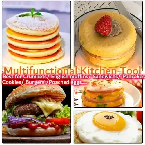 DATANYA 12Packs Crumpet Rings NONSTICK English Muffin Ring 4 Inch - Stainless Steel Double Rolled Tart Rings Round Metal Cookie Pastry Ring Molds for Baking Cooking - 6