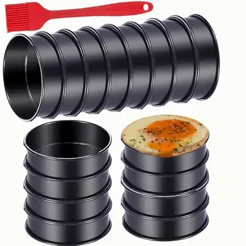 DATANYA 16Packs Crumpet Rings NONSTICK English Muffin Rings 4 Inch - Stainless Steel Double Rolled Tart Rings Upgrade Round Metal Cooking Pastry Ring Molds for baking - 1