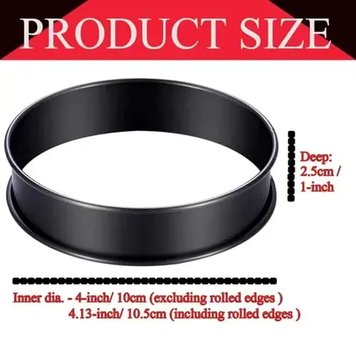 DATANYA 16Packs Crumpet Rings NONSTICK English Muffin Rings 4 Inch - Stainless Steel Double Rolled Tart Rings Upgrade Round Metal Cooking Pastry Ring Molds for baking - 7