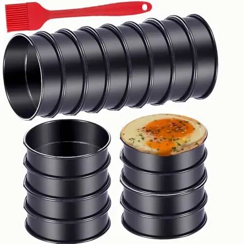 DATANYA 16Packs Crumpet Rings NONSTICK English Muffin Rings 4 Inch - Stainless Steel Double Rolled Tart Rings Upgrade Round Metal Cooking Pastry Ring Molds for baking - DATANYA