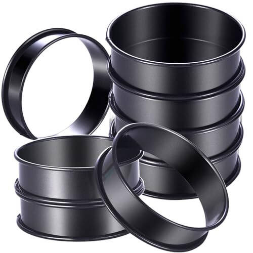 DATANYA 8Pack Crumpet Rings NONSTICK English Muffin Rings 4 Inch - Stainless Steel Double Rolled Tart Rings Upgrade Round Metal Cooking Pastry Ring Molds for baking - 1