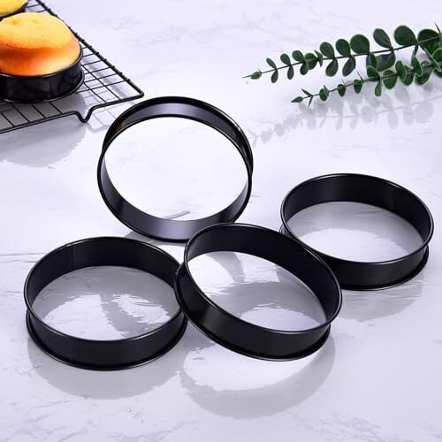 DATANYA 8Pack Crumpet Rings NONSTICK English Muffin Rings 4 Inch - Stainless Steel Double Rolled Tart Rings Upgrade Round Metal Cooking Pastry Ring Molds for baking - 4