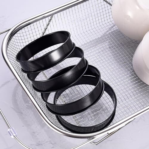 DATANYA 8Pack Crumpet Rings NONSTICK English Muffin Rings 4 Inch - Stainless Steel Double Rolled Tart Rings Upgrade Round Metal Cooking Pastry Ring Molds for baking - 5