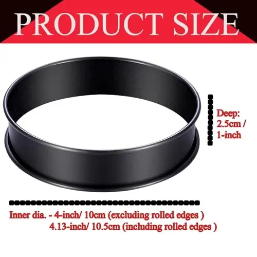 DATANYA 8Pack Crumpet Rings NONSTICK English Muffin Ring 4 Inch - Stainless Steel Double Rolled Tart Rings Upgraded Round Metal Cooking Pastry Ring Molds for baking - 1