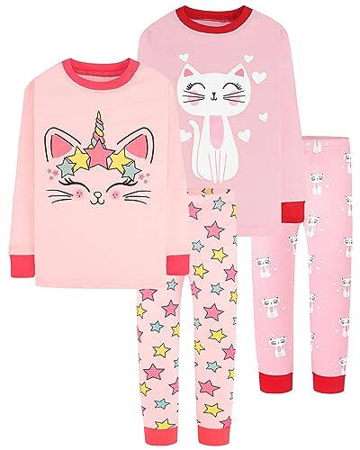 DAUGHTER QUEEN Girls 4 Pieces Cotton Pajamas Size 18 Months-12 Years - 43