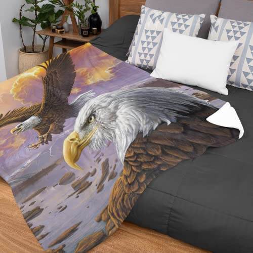 Dawhud Direct Eagle Fleece Blanket for Bed, 75