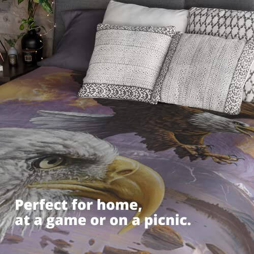 Dawhud Direct Eagle Fleece Blanket for Bed, 75