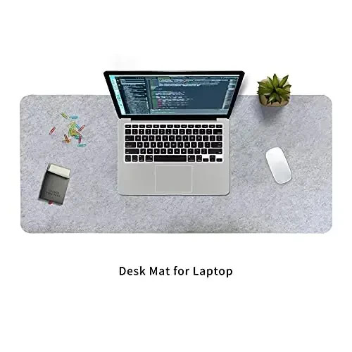 DAWNTREES Large Felt Desk Mat, 40''x16'' Full Felt Mouse Pad,Office Computer Desk Mat for Keyboard,100X40cm Desk Pad Protector (Light Grey) - 4