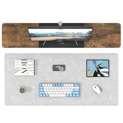 DAWNTREES Large Felt Desk Mat, 40''x16'' Full Felt Mouse Pad,Office Computer Desk Mat for Keyboard,100X40cm Desk Pad Protector (Light Grey) - 6