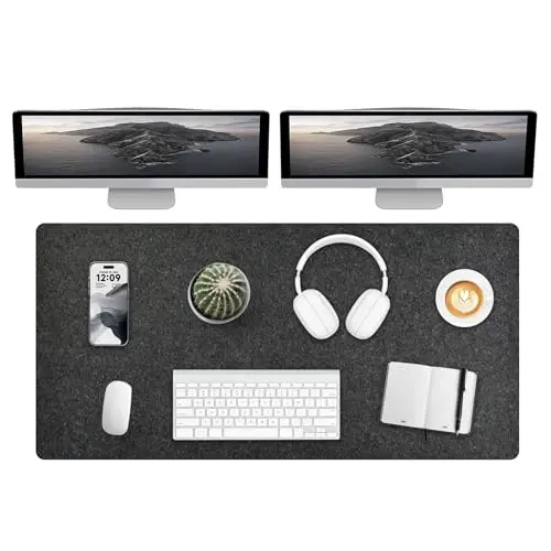 DAWNTREES Extra Large Felt Desk Mat,55''x23.6'' Non-Slip Desktop Protector | Full Desk Mouse pad, Computer Desk Mat for Keyboard and Mouse Pad,Desk Accessories for Home and Office (Dark Gray) - DAWNTREES