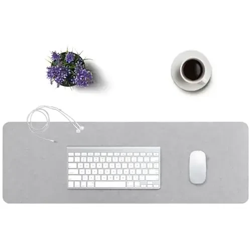 DawnTrees Felt Desk Pad,Keyboard Mat (35.8x11.8Inches),Large Felt Mouse Pad,Computer Desk Mat XL,Desk Protector for Office (Light Gray) - 2
