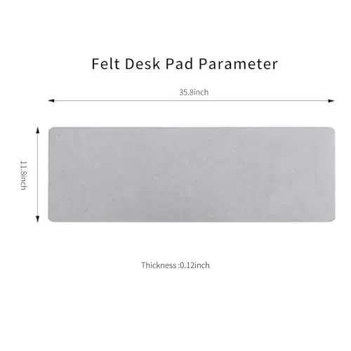 DawnTrees Felt Desk Pad,Keyboard Mat (35.8x11.8Inches),Large Felt Mouse Pad,Computer Desk Mat XL,Desk Protector for Office (Light Gray) - 4
