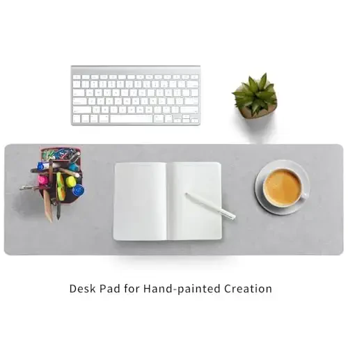 DawnTrees Felt Desk Pad,Keyboard Mat (35.8x11.8Inches),Large Felt Mouse Pad,Computer Desk Mat XL,Desk Protector for Office (Light Gray) - 5