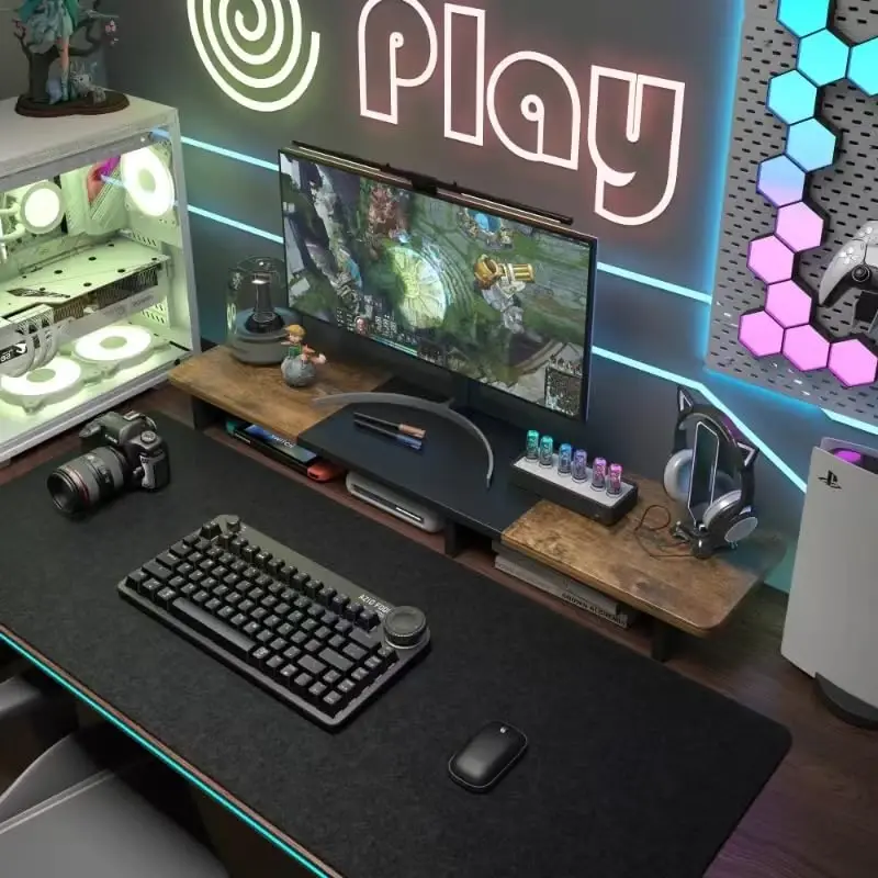 DAWNTREES Non-Slip Felt Desk Mat,35.5 x 15.7 Inches Large Desk Pad Protector,Office Computer Desk Mat for Full Keyboard and Mouse Pad - 3