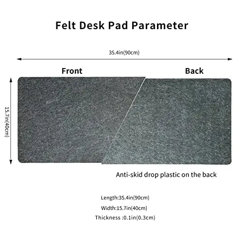 DAWNTREES Non-Slip Felt Desk Mat,35.5 x 15.7 Inches Large Desk Pad Protector,Office Computer Desk Mat for Full Keyboard and Mouse Pad - 4