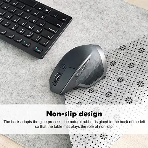 DAWNTREES Large Felt Desk Mat,39.4''x19.69'' Full Keyboard and Mouse Pad | Non-Slip Computer Desk Mat for Home and Office,100x50CM Felt Desk Pad Protector (Light Gray) - 3