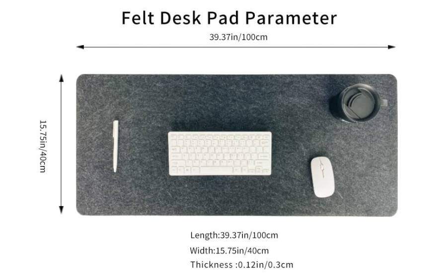 DAWNTREES Large Felt Desk Pad, 40''x16'' Full Desk Mouse Pad, Desk Mat for Keyboard,Computer Mat for Desk,100X40cm Felt Desk Mat for Desk Pad Protector - 4