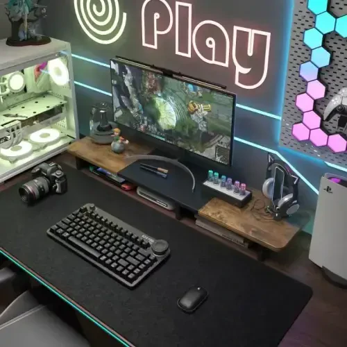 DAWNTREES Non-Slip Felt Desk Mat,35.5 x 15.7 Inches Large Desk Pad Protector,Office Computer Desk Mat for Full Keyboard and Mouse Pad - 3