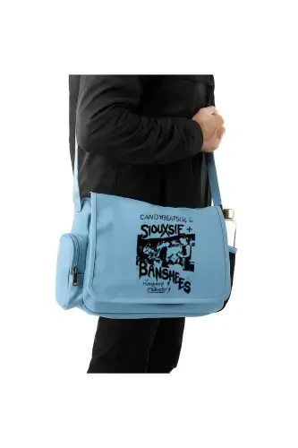 Day Light Siouxsie Banshees Baskılı Unisex Yashil Pochta Sumkasi-Moviy - Modazone (1)