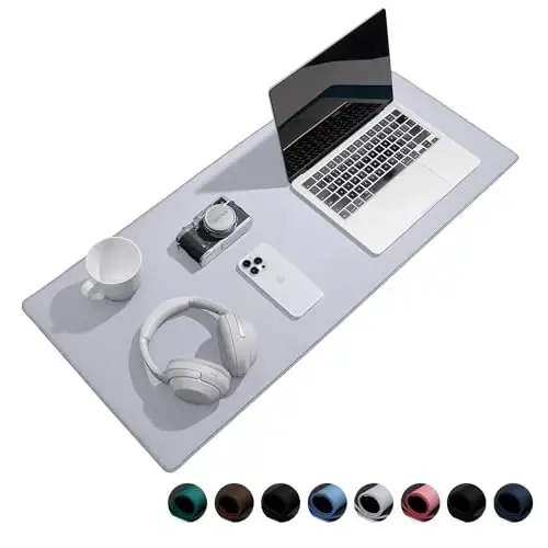 Reniteco Waterproof Large Gaming Mouse Pad with Durable Stitched Edges, Non-Slip Rubber Base, Grainy Jacquard Mouse Mat Desk Pad for Home Office Gaming, 35.4''x15.7''x0.12'', Matte Light Gray - 1