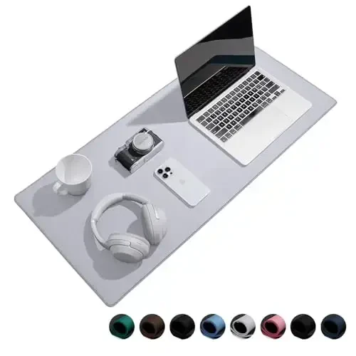 Reniteco Waterproof Large Gaming Mouse Pad with Durable Stitched Edges, Non-Slip Rubber Base, Grainy Jacquard Mouse Mat Desk Pad for Home Office Gaming, 35.4''x15.7''x0.12'', Matte Light Gray 