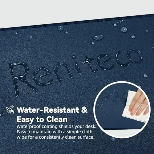 Reniteco Waterproof Large Gaming Mouse Pad with Durable Stitched Edges, Non-Slip Rubber Base, Grainy Jacquard Mouse Mat Desk Pad for Home Office Gaming, 27.6