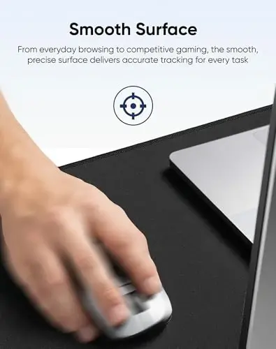 Reniteco Large Gaming Mouse Pad with Durable Stitched Edges, Non-Slip Rubber Base, Big Computer Keyboard Mouse Mat Desk Pad for Home Office Gaming Work, 27.6''x11.8''x0.12'', Black - 3