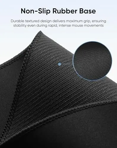 Reniteco Large Gaming Mouse Pad with Durable Stitched Edges, Non-Slip Rubber Base, Big Computer Keyboard Mouse Mat Desk Pad for Home Office Gaming Work, 27.6''x11.8''x0.12'', Black - 4
