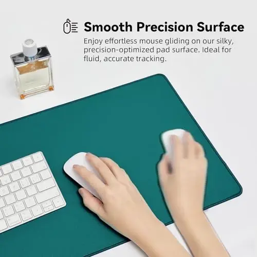 Reniteco Waterproof Large Gaming Mouse Pad with Durable Stitched Edges, Non-Slip Rubber Base, Grainy Jacquard Mouse Mat Desk Pad for Home Office Gaming, 35.4''x15.7''x0.12'', Matte Green - 3