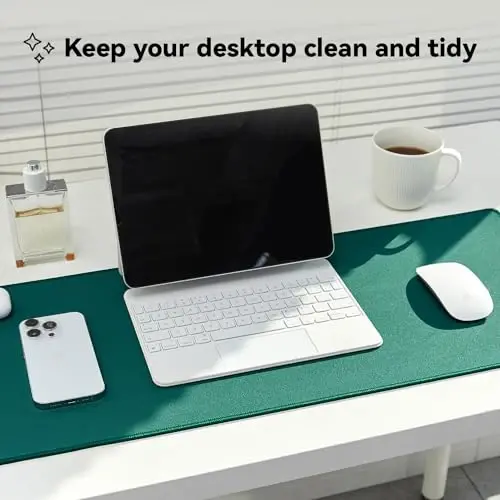 Reniteco Waterproof Large Gaming Mouse Pad with Durable Stitched Edges, Non-Slip Rubber Base, Grainy Jacquard Mouse Mat Desk Pad for Home Office Gaming, 35.4''x15.7''x0.12'', Matte Green - RENITECO (1)